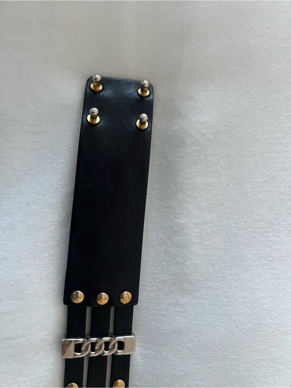 Maje Black Leather belt with Gold and Silver tone accents - Size 1 - Picture 5 of 8